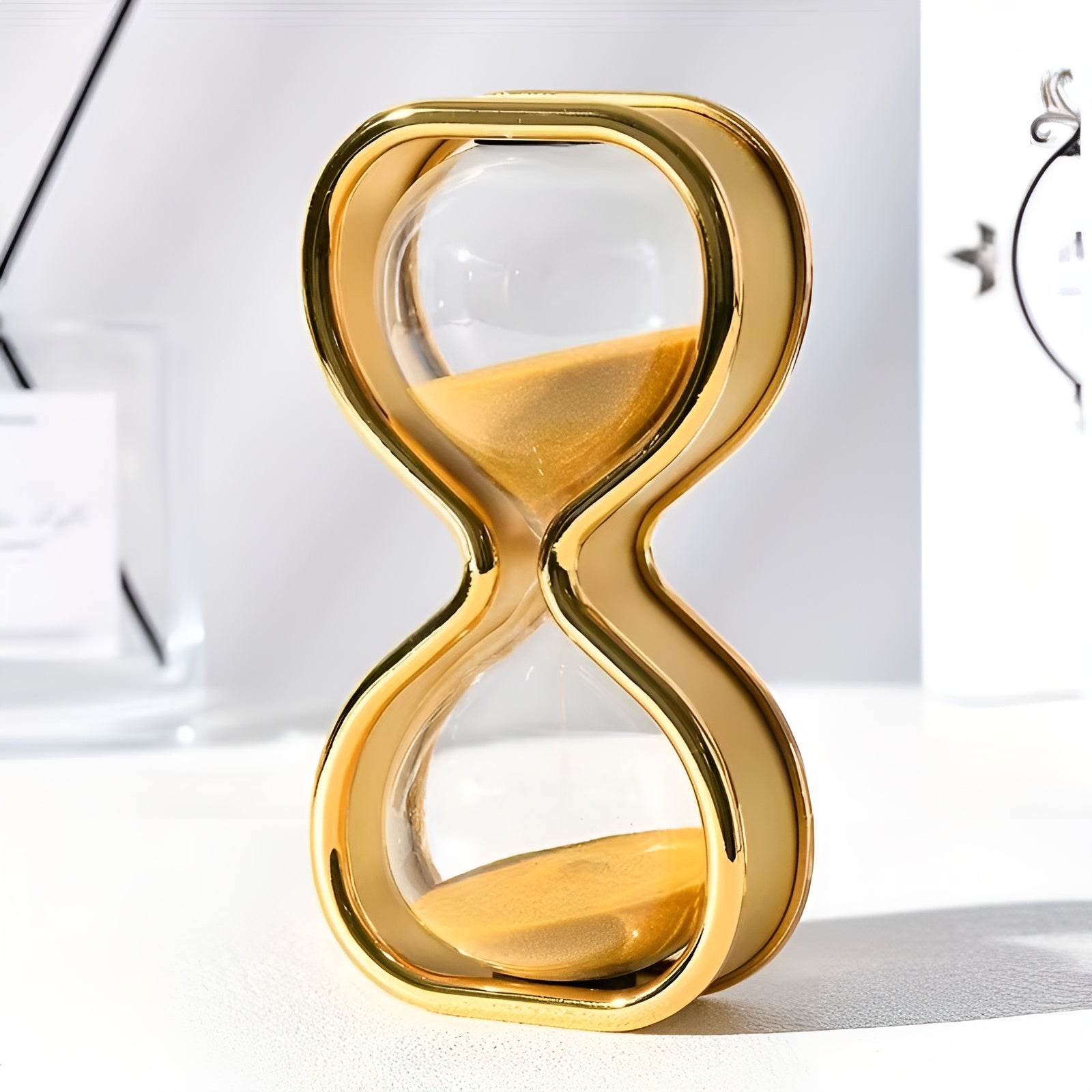 Sanduhr mit farbigem Sand – Dekorativ und Entspannend | Eleganter Metallrahmen ca. 30 Minuten für Büro und Zuhause