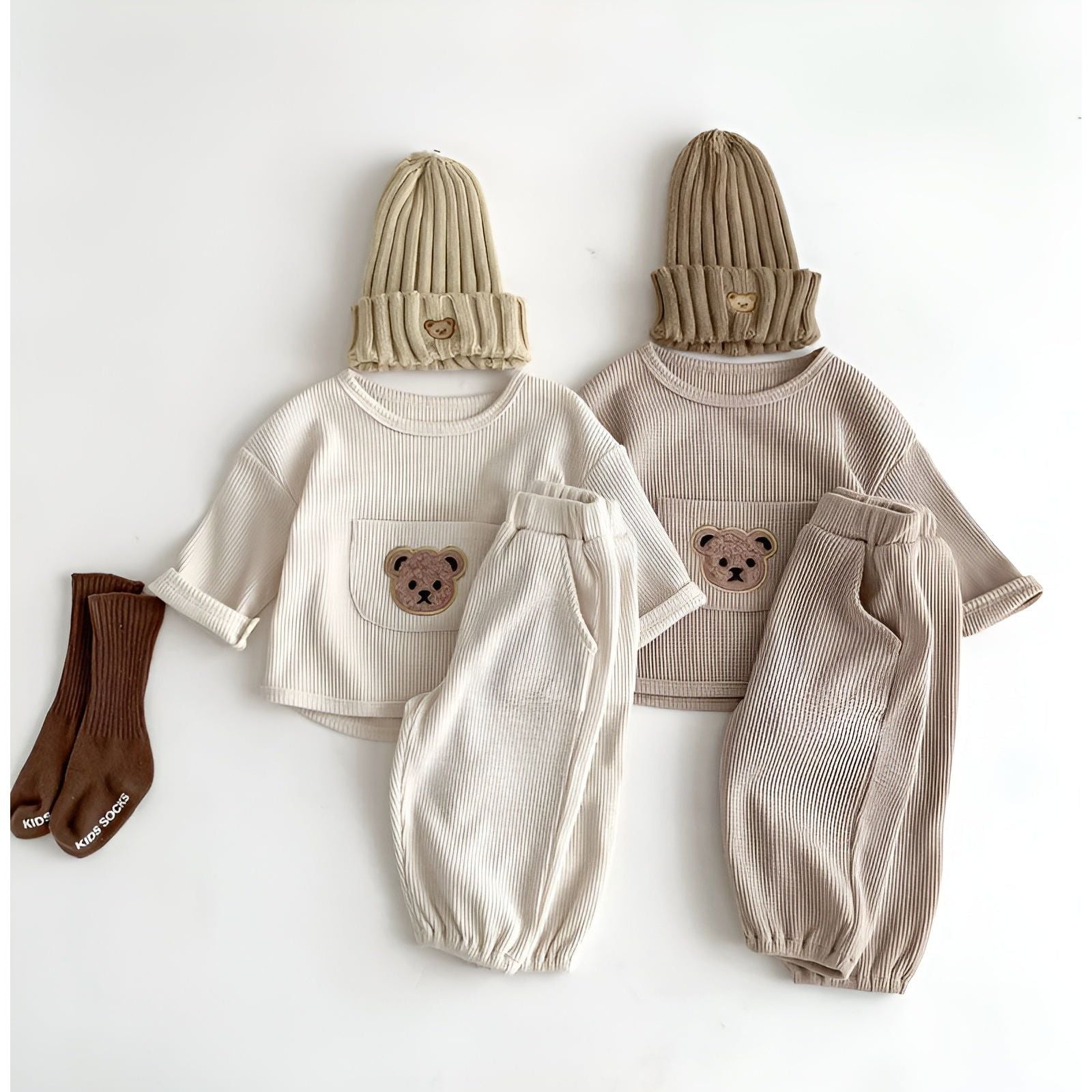 Waffle Bear - Liebenswerter Bär Passendes Set für Babys (Langarmshirt + Hose) - Elegare