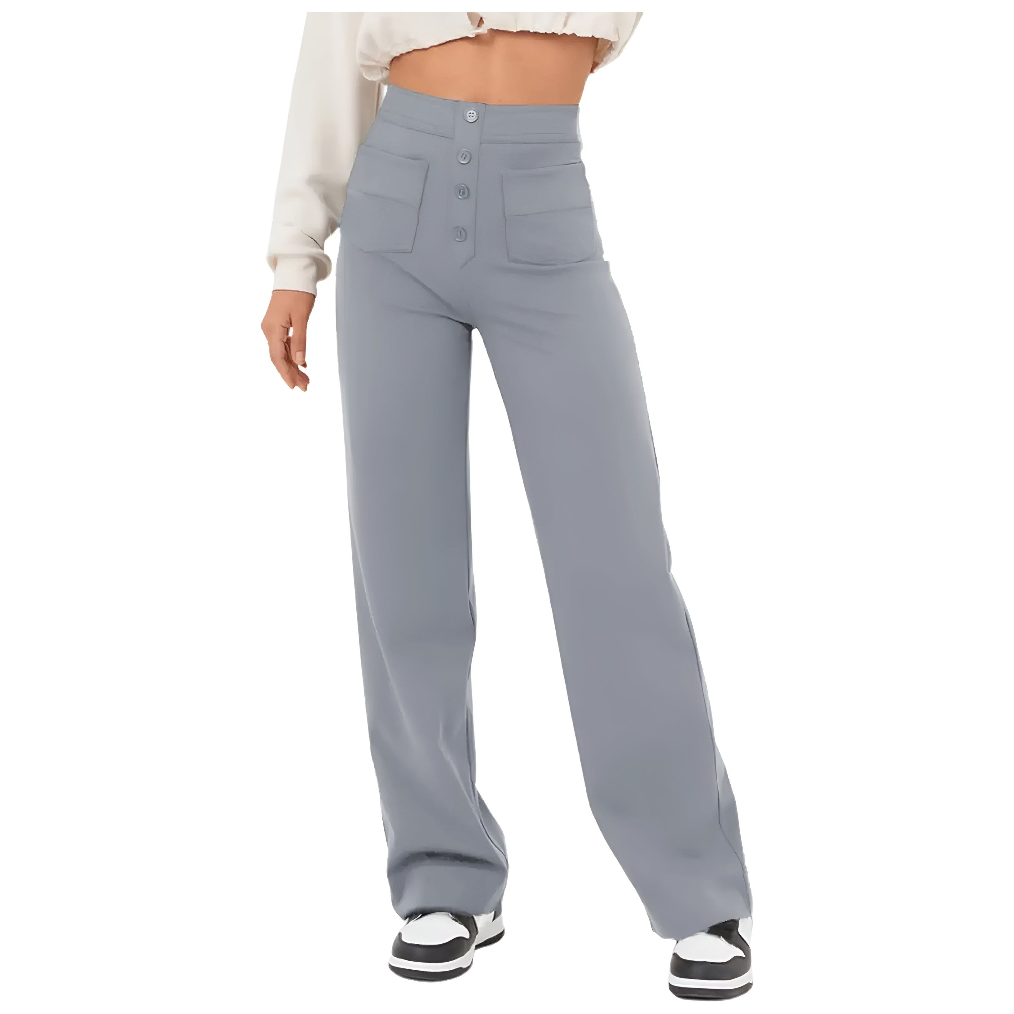 Greta Pants - High Waist Elastische Hose mit weitem Bein Eleganz - Elegare