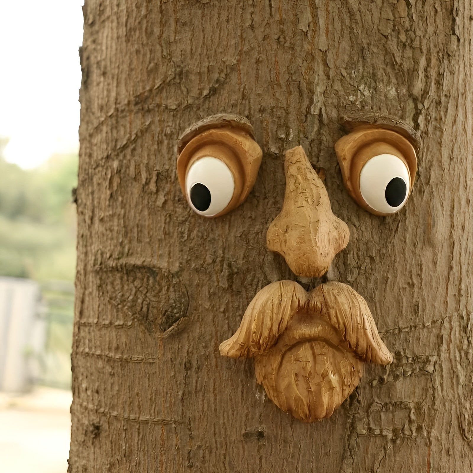 Baumgesicht-Gartendekoration, 4er-Set – Baumgesicht-Skulptur aus Kunstharz für den Außenbereich | Lustige Baumgesichter