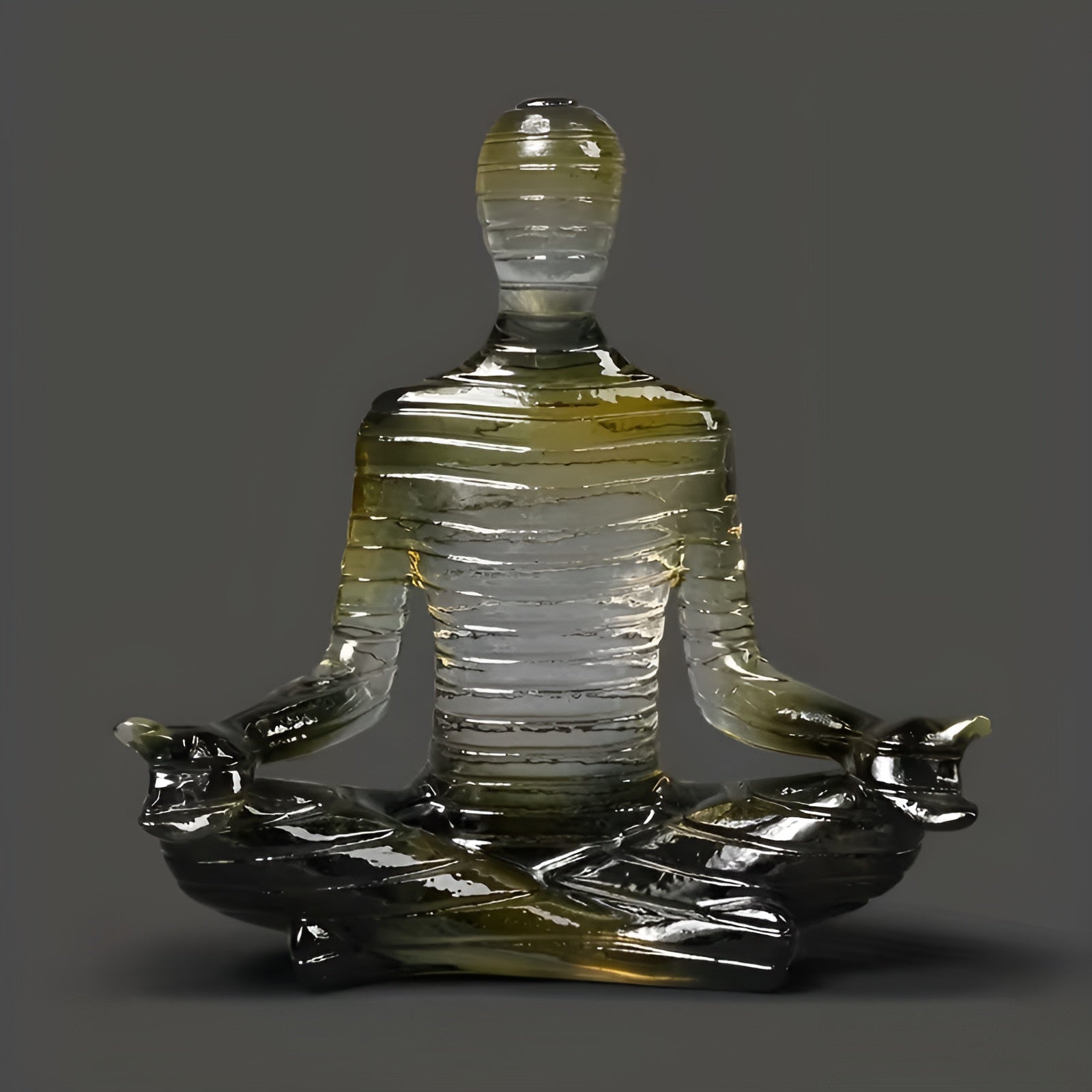 Meditative Yoga-Skulptur – Ruhige Figur in Lotusposition | Dekorative Resin-Statue für Zuhause - Gelbverlauf - Skulptur