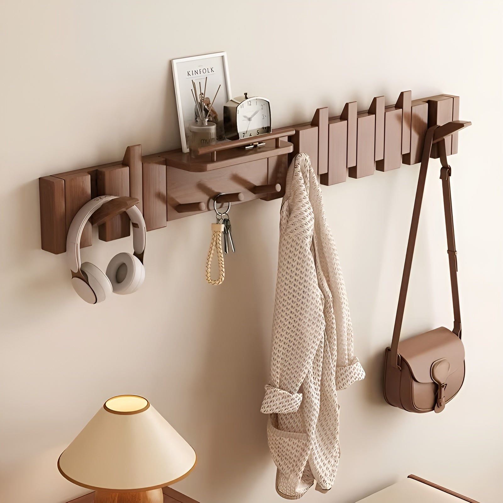 Schlüssel-förmige Wandgarderobe – Dekorativ und Platzsparend | Aus Massivholz für Flur, Garderobe und Eingangsbereich