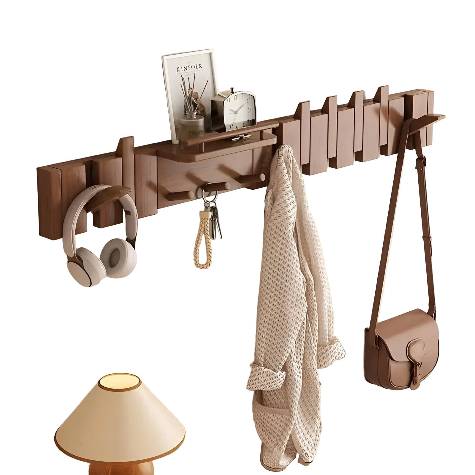 Schlüssel-förmige Wandgarderobe – Dekorativ und Platzsparend | Aus Massivholz für Flur, Garderobe und Eingangsbereich