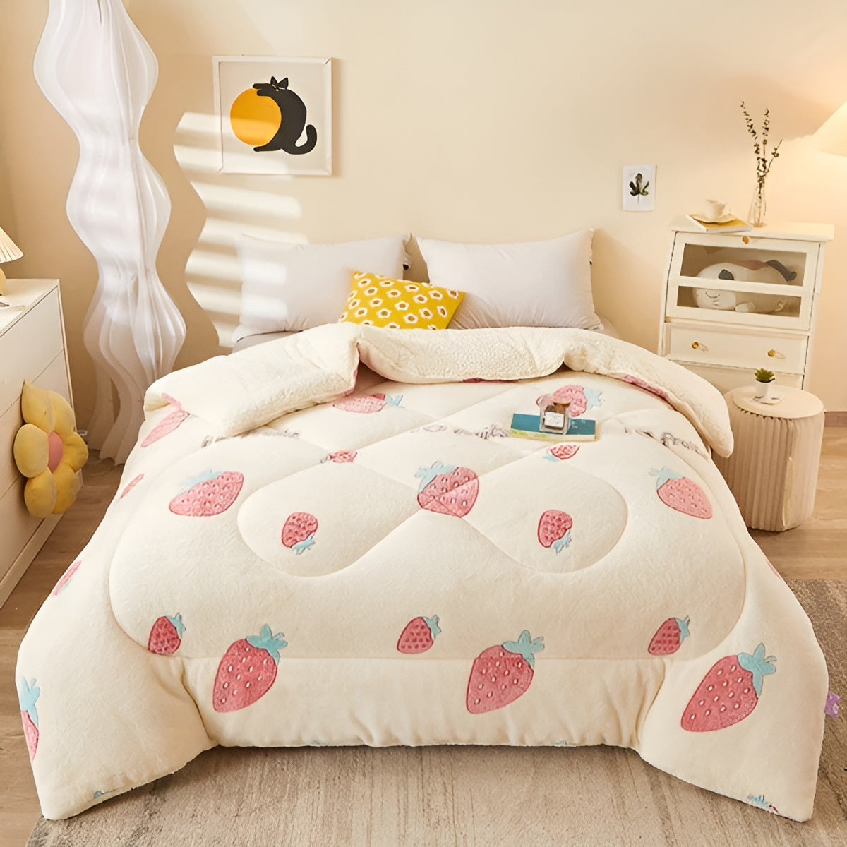Flanell-Bettdecke mit Blumenmuster – Weich und Gemütlich | Perfekt für das Schlafzimmer