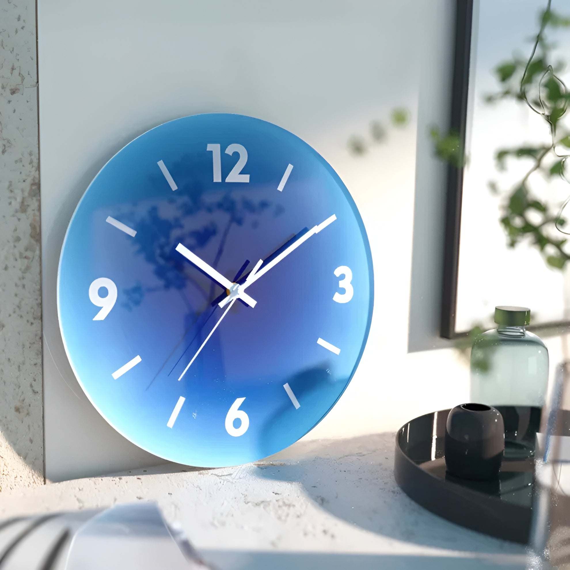 Wanduhr aus Glas – Modernes Design mit Sonnenuntergang-Motiv