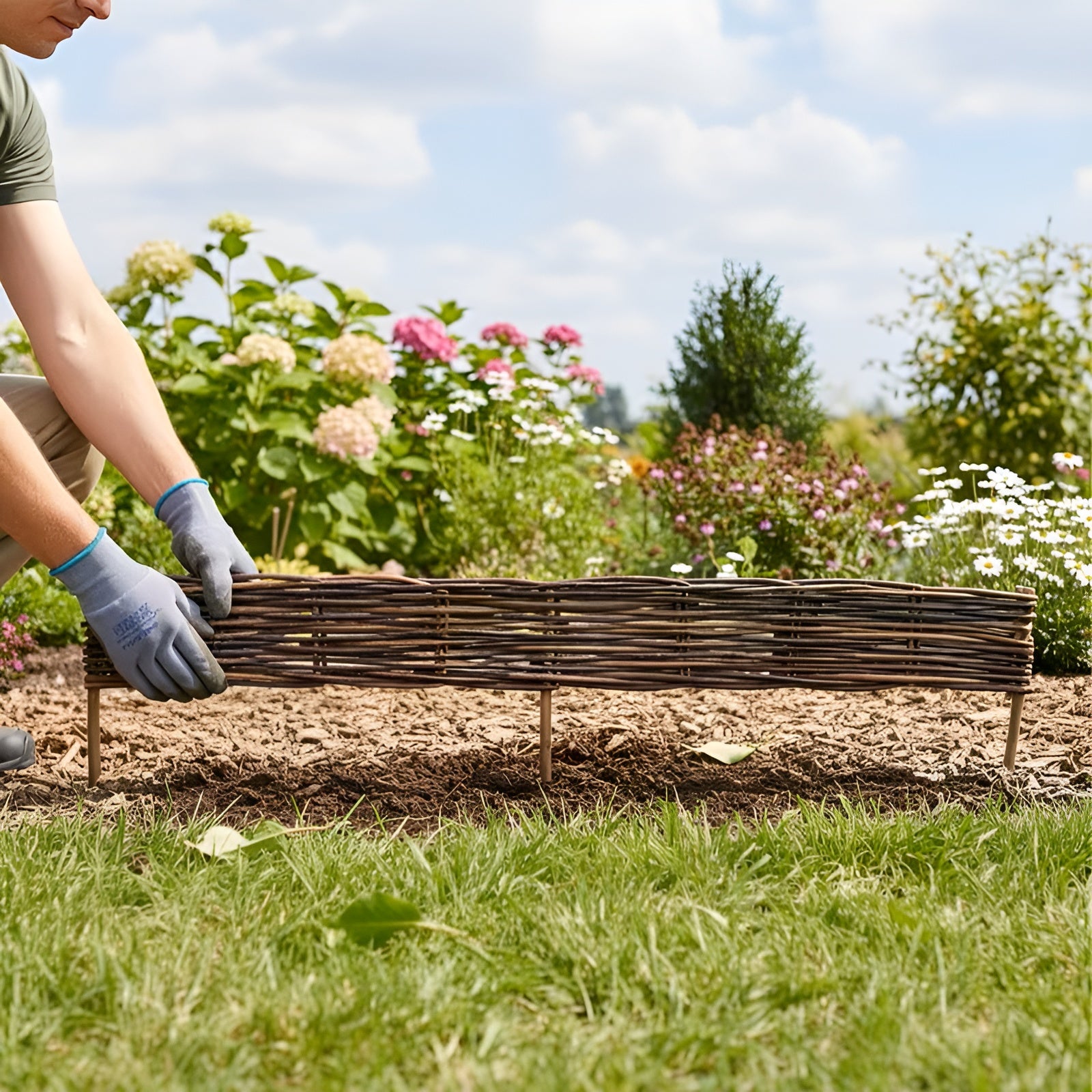 Beeteinfassung für den Garten – Dekorative Rasenkante | Ordentliche Abgrenzung für Rasen und Blumenbeete