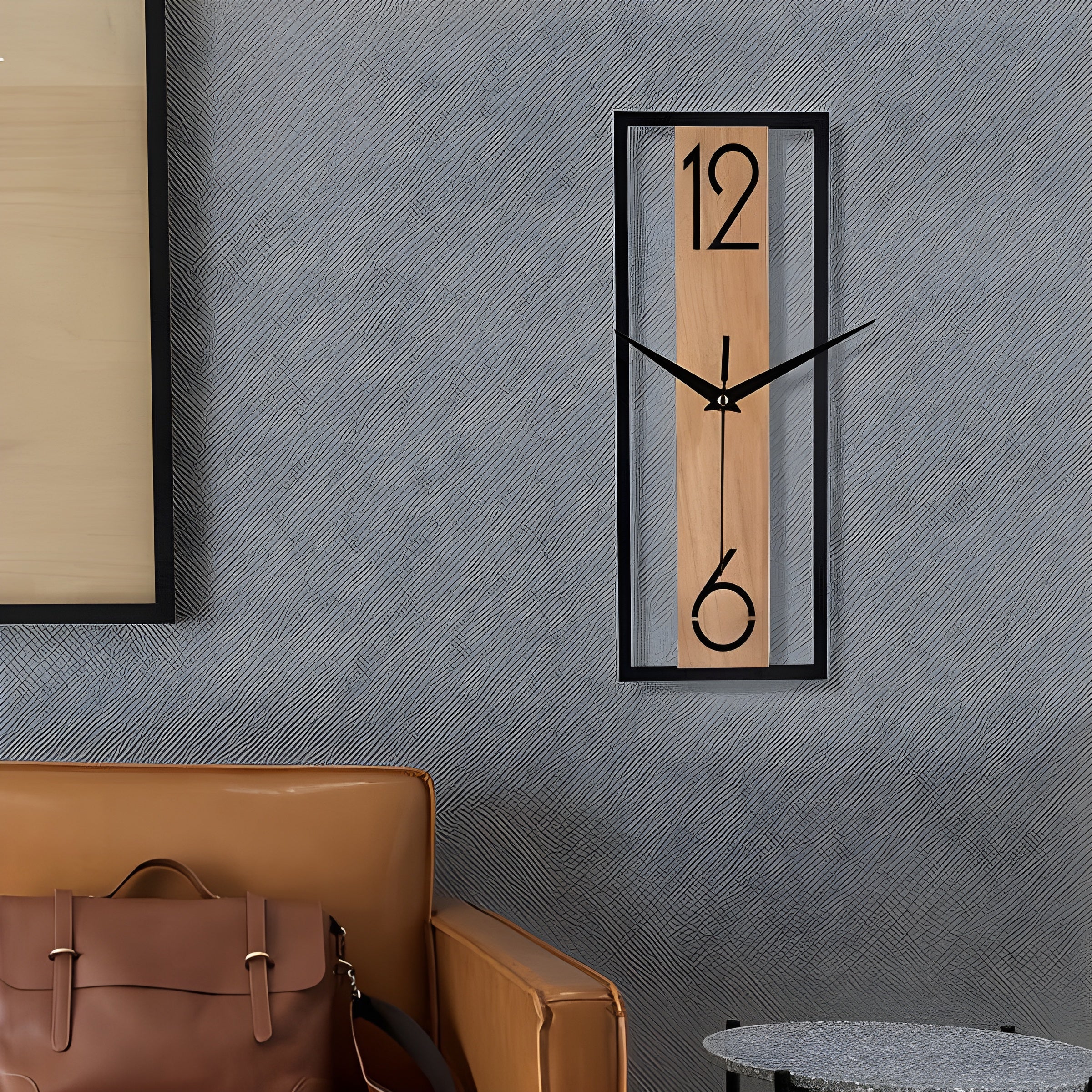 Rechteckige Wanduhr in Holzoptik – Modern und Stilvoll | Dekorativ für Wohnzimmer Büro oder Küche - 30*11cm - Wanduhr