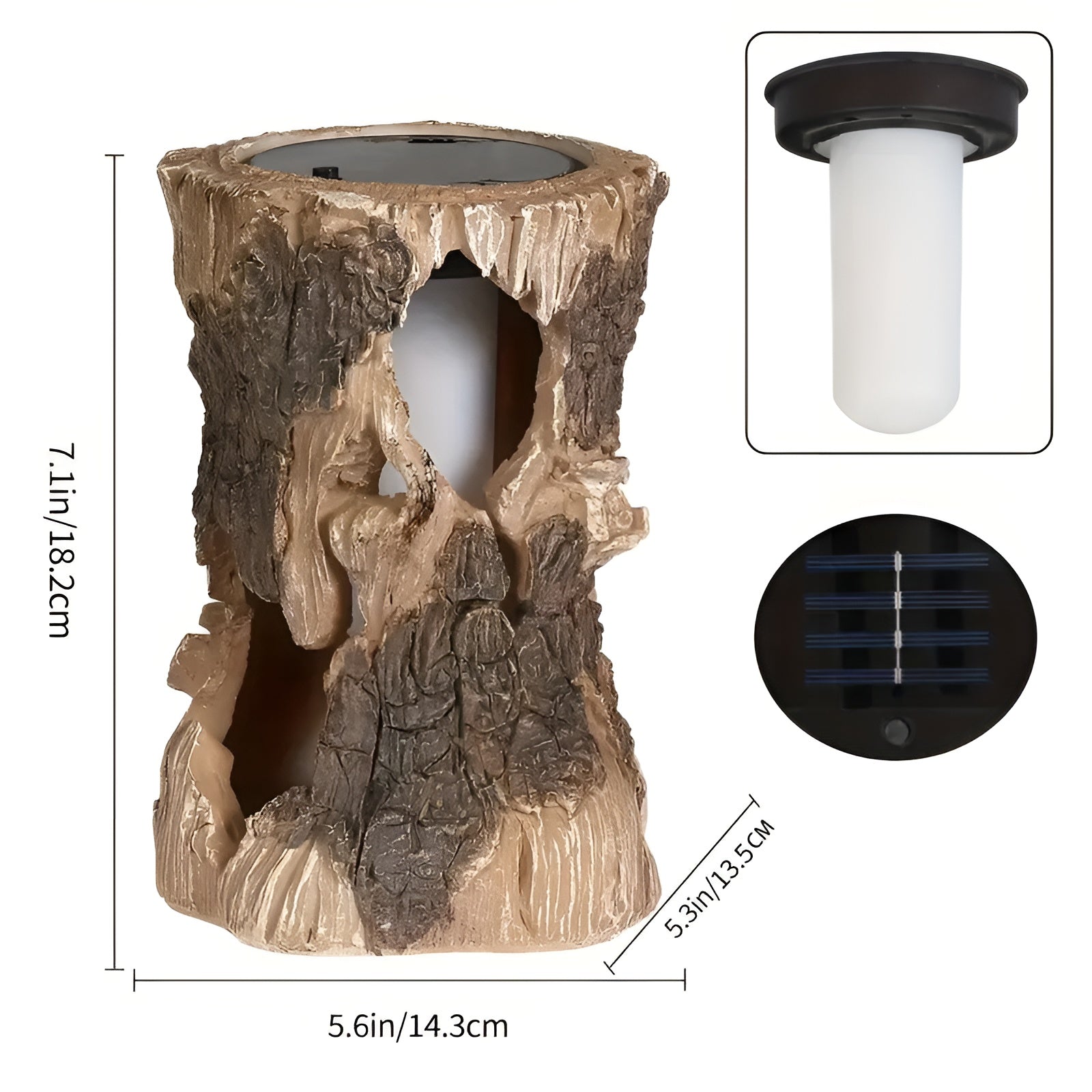 Solar Baumstumpf Lampe – Dekorative Gartenfigur aus Kunstharz | Stimmungsvolles Licht für Terrasse & Balkon