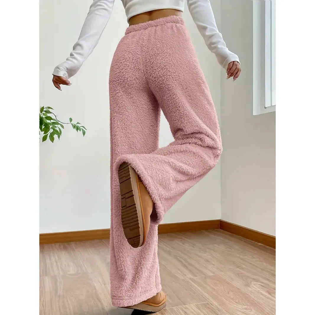 Freya Pants - Warme und bequeme Teddybär-Hose mit weitem Bein - Elegare