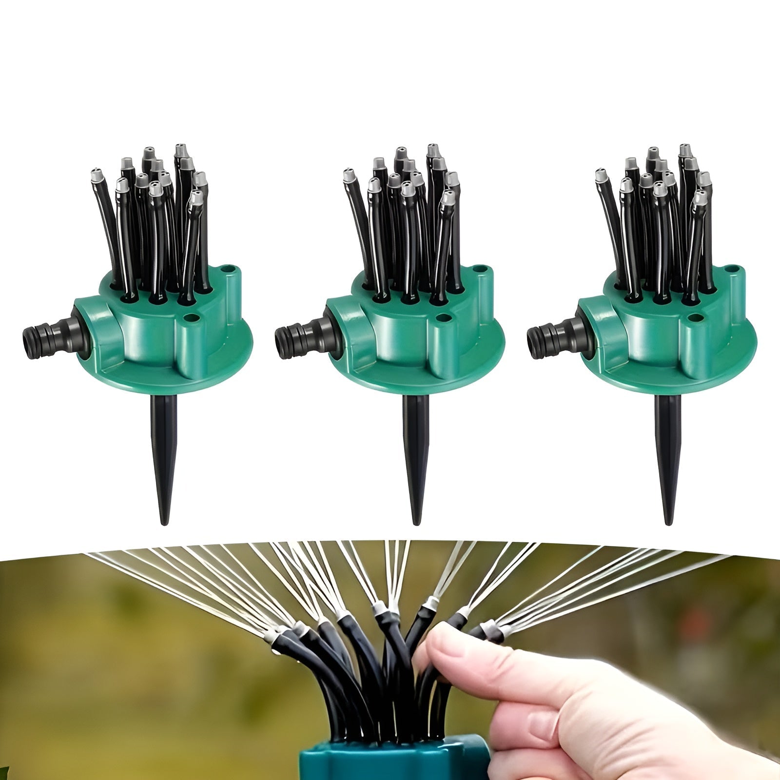 Automatischer Rasensprenger 3er Set – Gleichmäßige 360° Bewässerung | Für Rasen Garten und Blumenbeete - Gartensprinkler