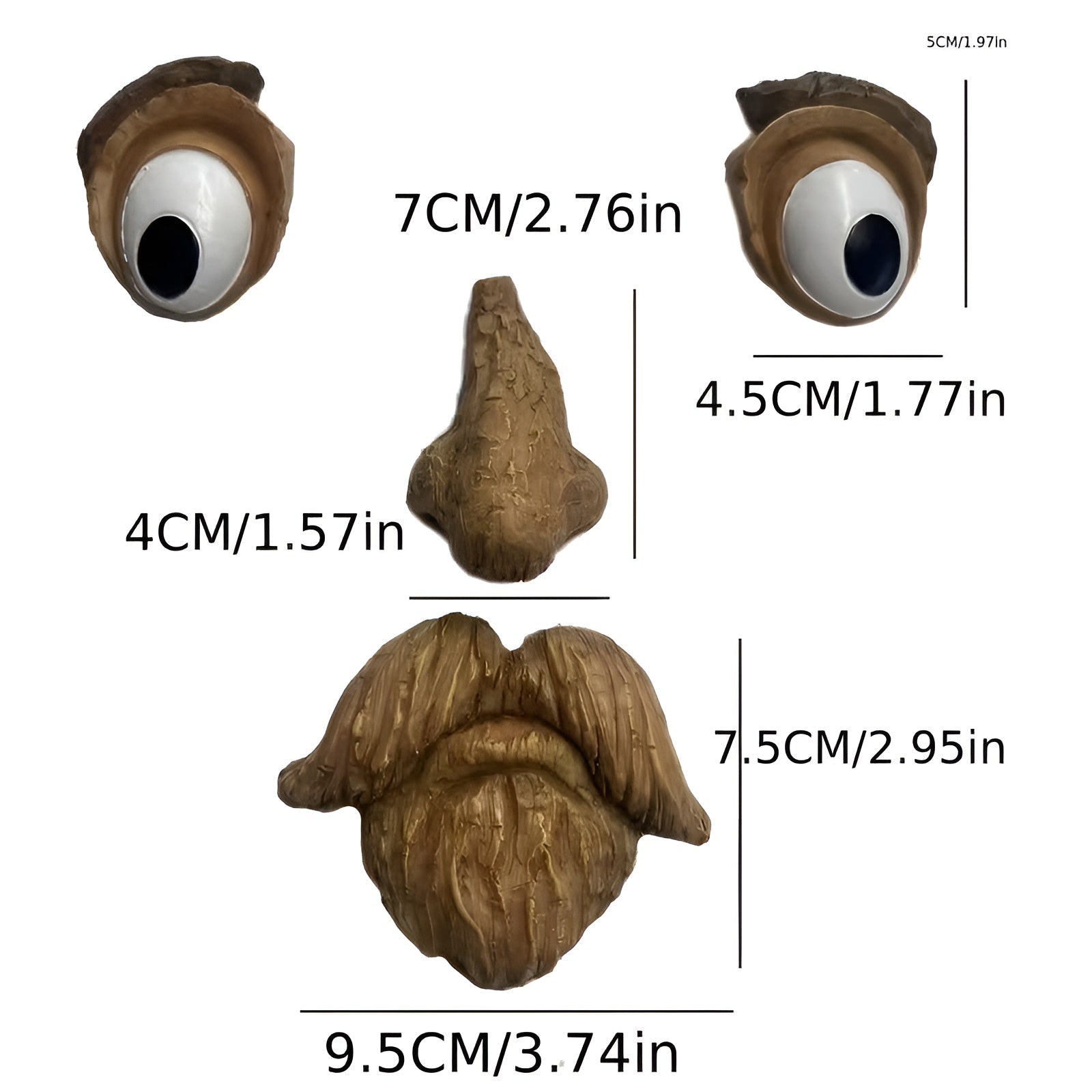 Baumgesicht-Gartendekoration, 4er-Set – Baumgesicht-Skulptur aus Kunstharz für den Außenbereich | Lustige Baumgesichter