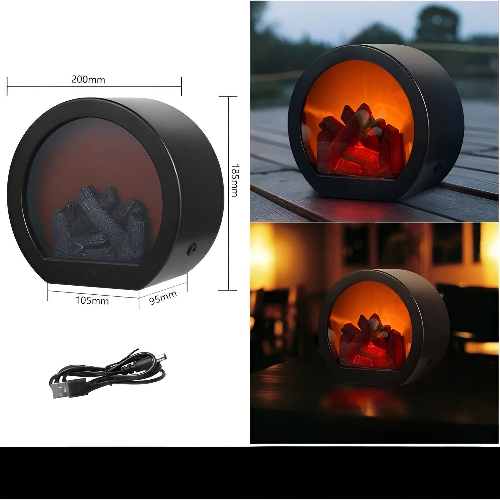 RadiantFlame Lamp - Kamin Flamme LED Laterne Nachtlicht