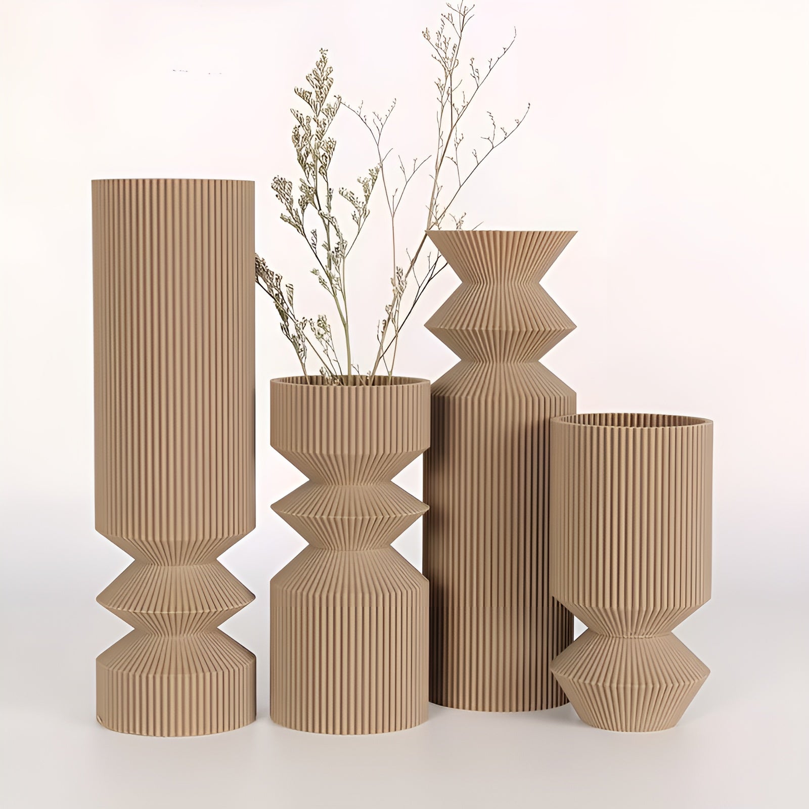 Art-Déco Vasen-Set (4-teilig) – Minimalistisch & Elegant | Perfekt für Trockenblumen und stilvolle Wohnraumdekoration