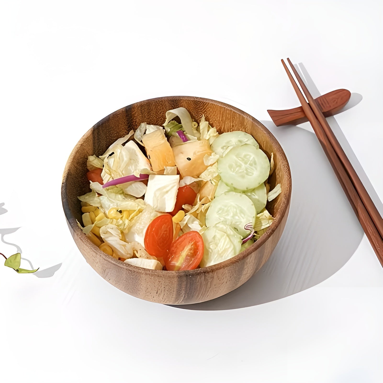 Holz-Servierschalen Set (4-teilig) – Wiederverwendbar und Handgefertigt | Perfekt für Salat Suppe Reis & Ramen - Lange
