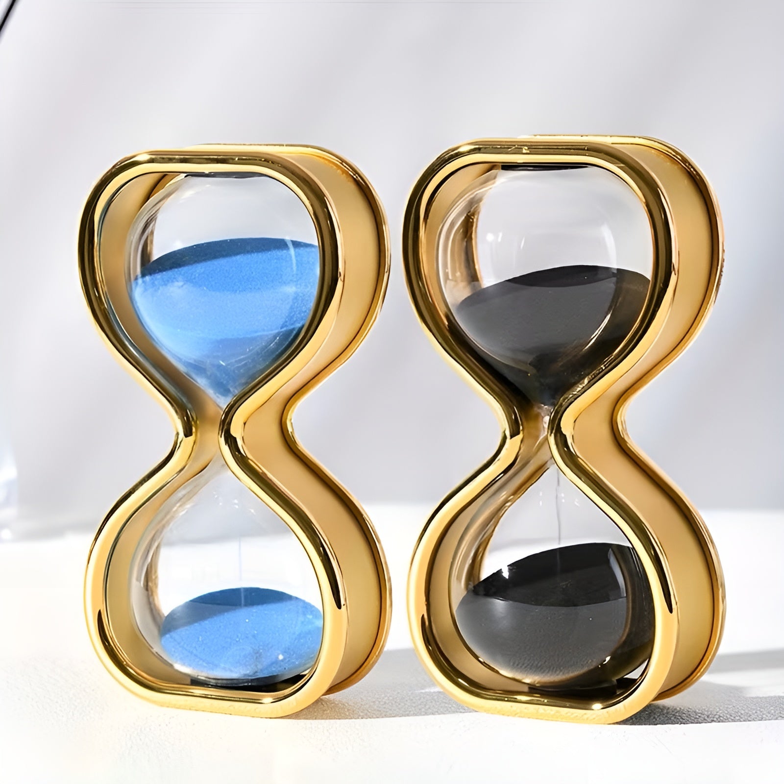 Sanduhr mit farbigem Sand – Dekorativ und Entspannend | Eleganter Metallrahmen ca. 30 Minuten für Büro und Zuhause