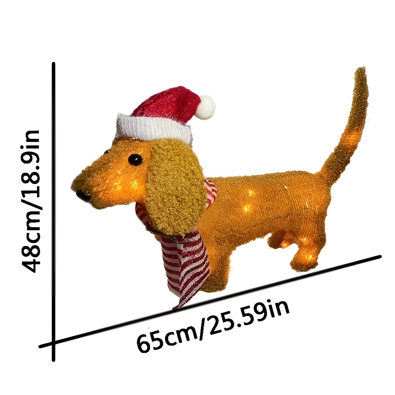 LED Dackel Figur mit roter Mütze – Leuchtende Hundedeko für Weihnachten | Perfekt für Haus & Garten