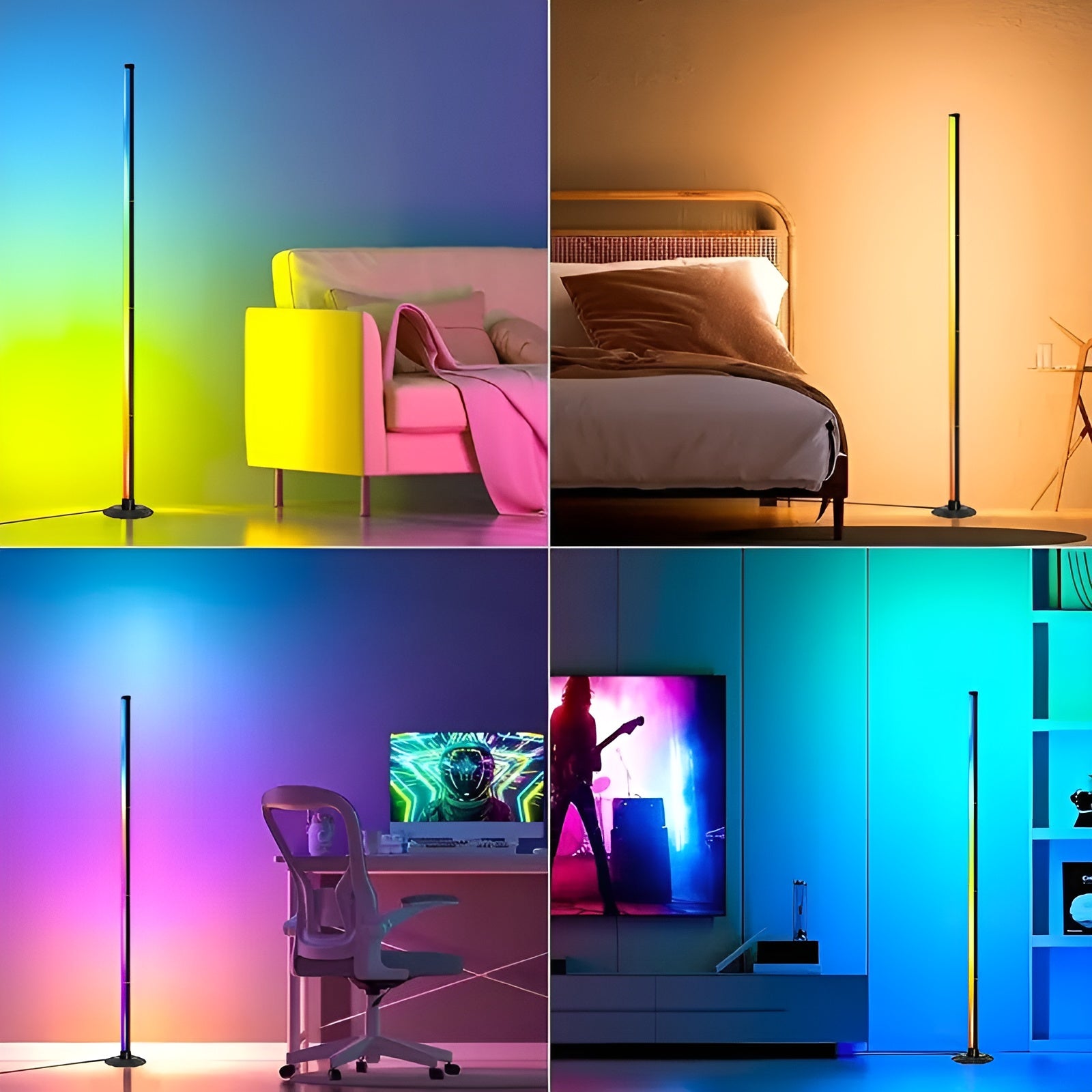 LED-Stehleuchte mit RGBICB-Farbwechsel – Moderne Aluminiumleuchte mit App & Fernbedienung | Dimmbare Stimmungsbeleuchtung für Ihr Zuhause