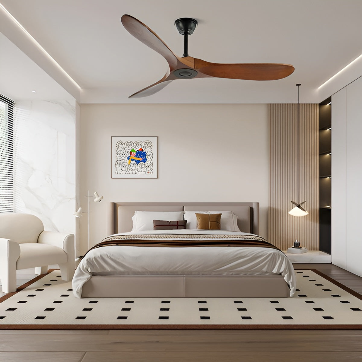 Holz-Deckenventilator – Modern & Geräuscharm | Perfekt für Sommer & Winter