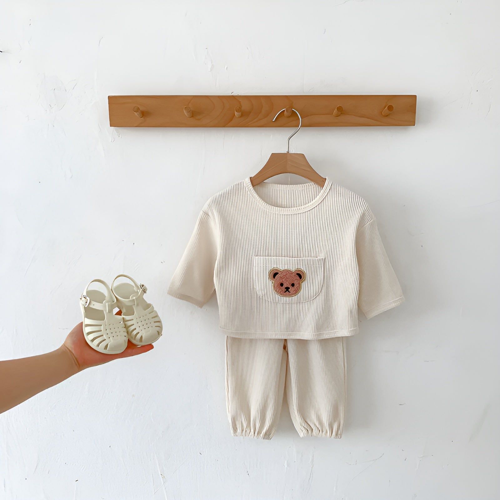 Waffle Bear - Liebenswerter Bär Passendes Set für Babys (Langarmshirt + Hose) - Elegare