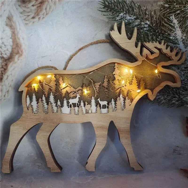 Animal Lights - Holzdekoration mit einzigartigen Details - Elegare - DEA136 -  Elch 