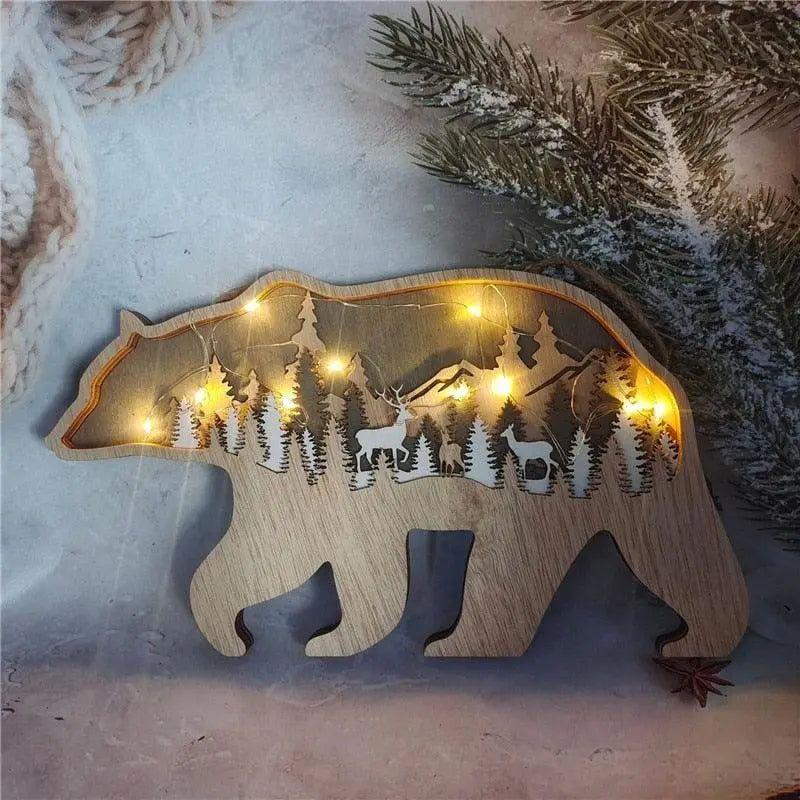 Animal Lights - Holzdekoration mit einzigartigen Details - Elegare - DEA136 -  Bär 