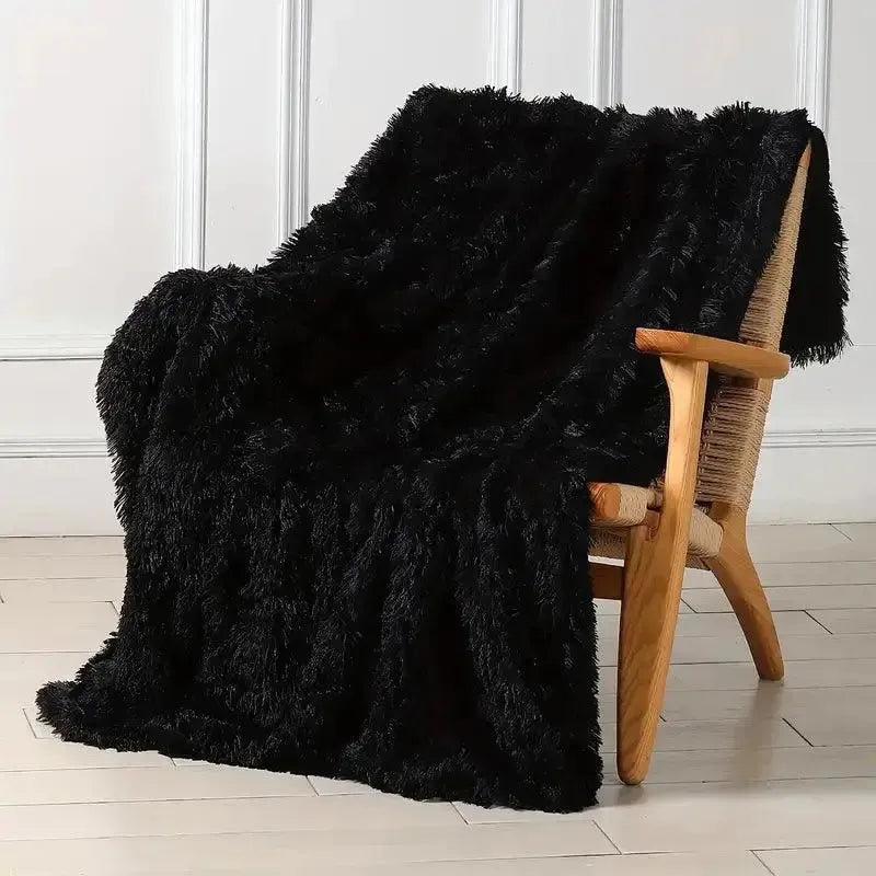 Balia | Dekorativen Kunstpelz | Kuscheldecke | Winterdecke - Elegare - DEA142 -  Schwarz-160x200cm 