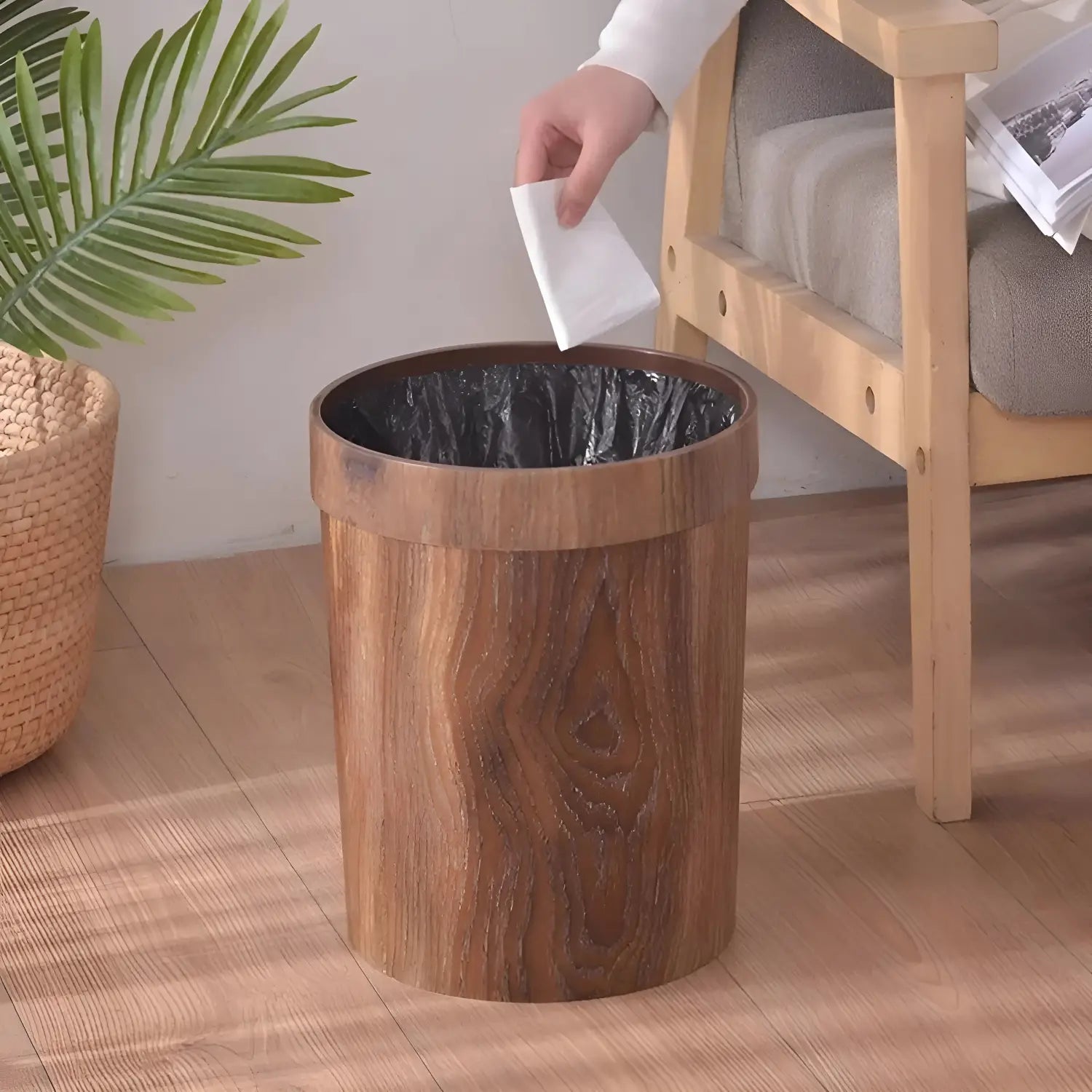 Minimalistischer Holz-Mülleimer – Stilvoller Design-Abfalleimer für moderne Wohnräume