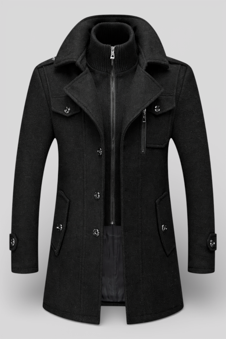 Herren Winterjacke in Schwarz – Ganzkörperansicht