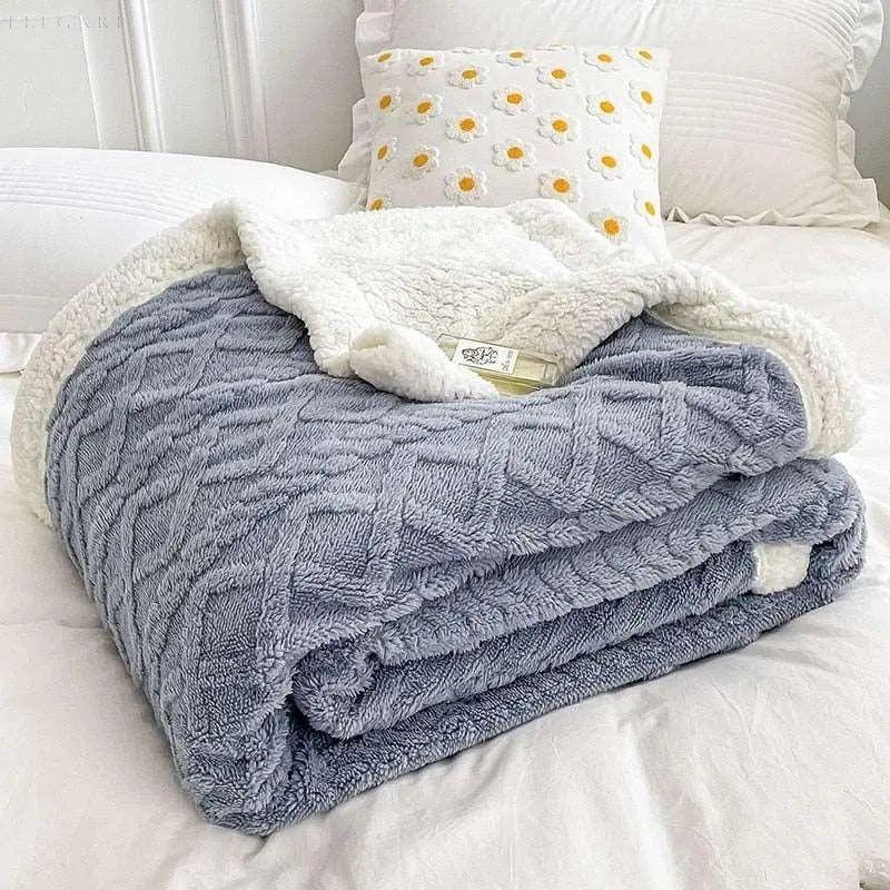 Bliss | Warme und gemütliche Winterdecke | Kuscheldecke - Elegare - DEA097 -  King-Size-Decke-180x200cm-Blau 