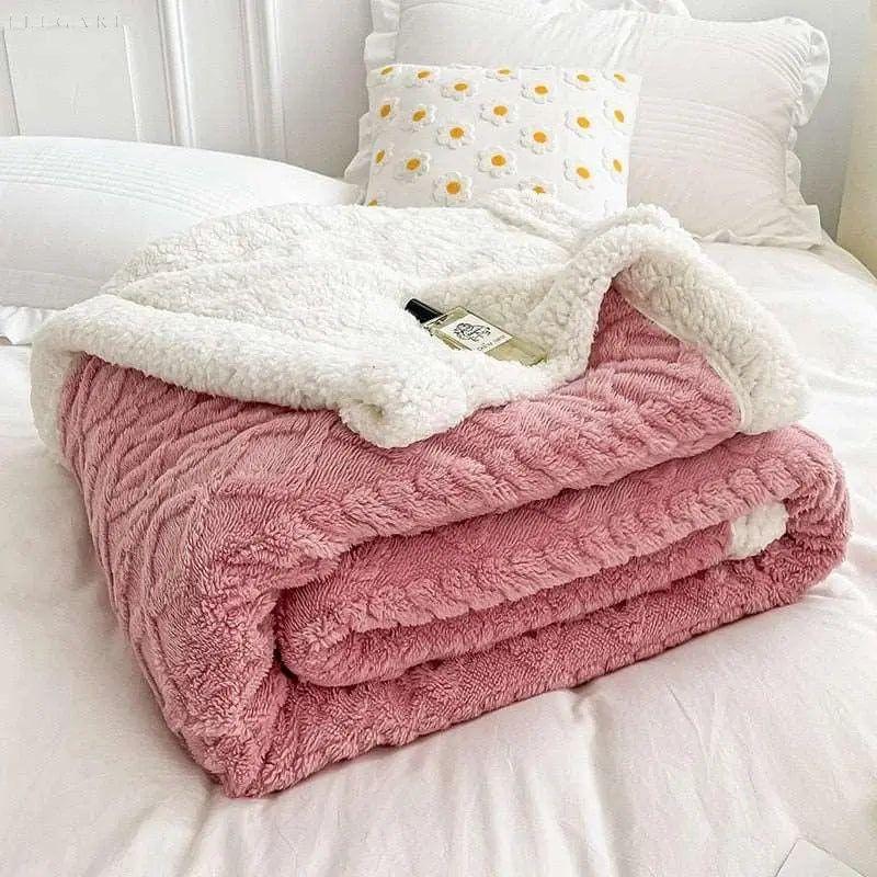 Bliss | Warme und gemütliche Winterdecke | Kuscheldecke - Elegare - DEA097 -  King-Size-Decke-180x200cm-Rosa 