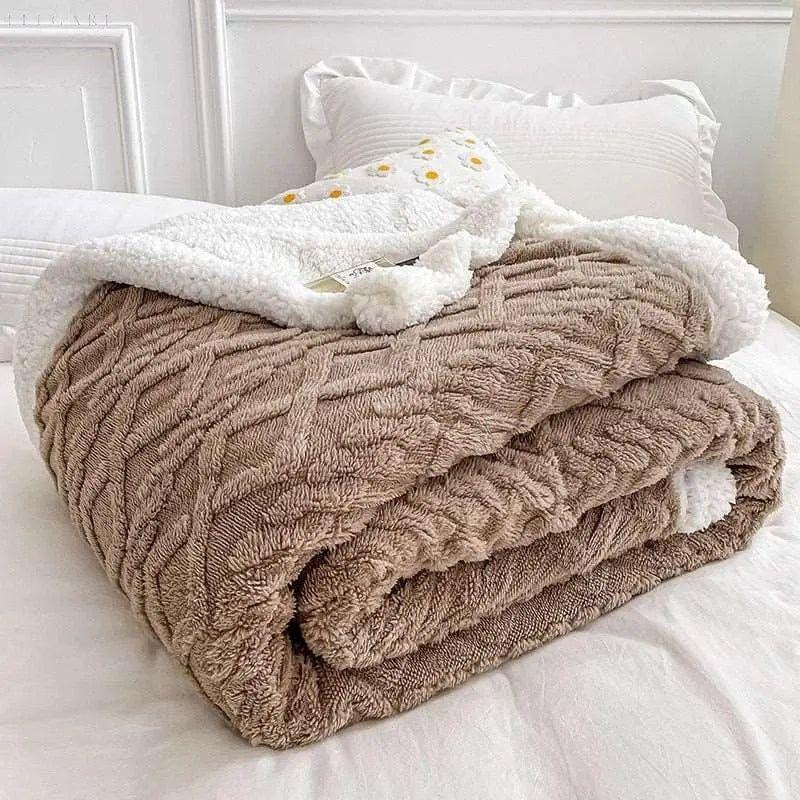 Bliss | Warme und gemütliche Winterdecke | Kuscheldecke - Elegare - DEA097 -  King-Size-Decke-180x200cm-Braun 