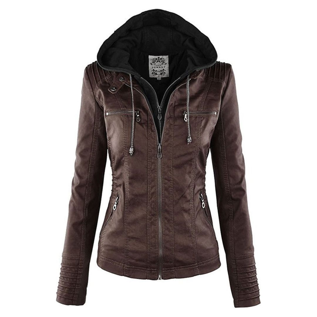 Sandra Jacket - Modische Lederjacke mit Reißverschluss Elegare