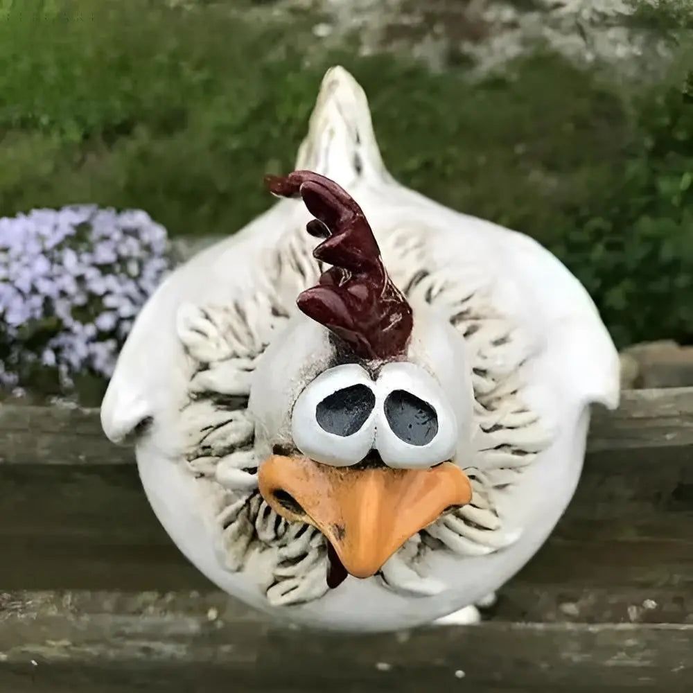 ChickChuckle Skulpturen - Keramische Hühnerfiguren für Garten und Zaun Elegare