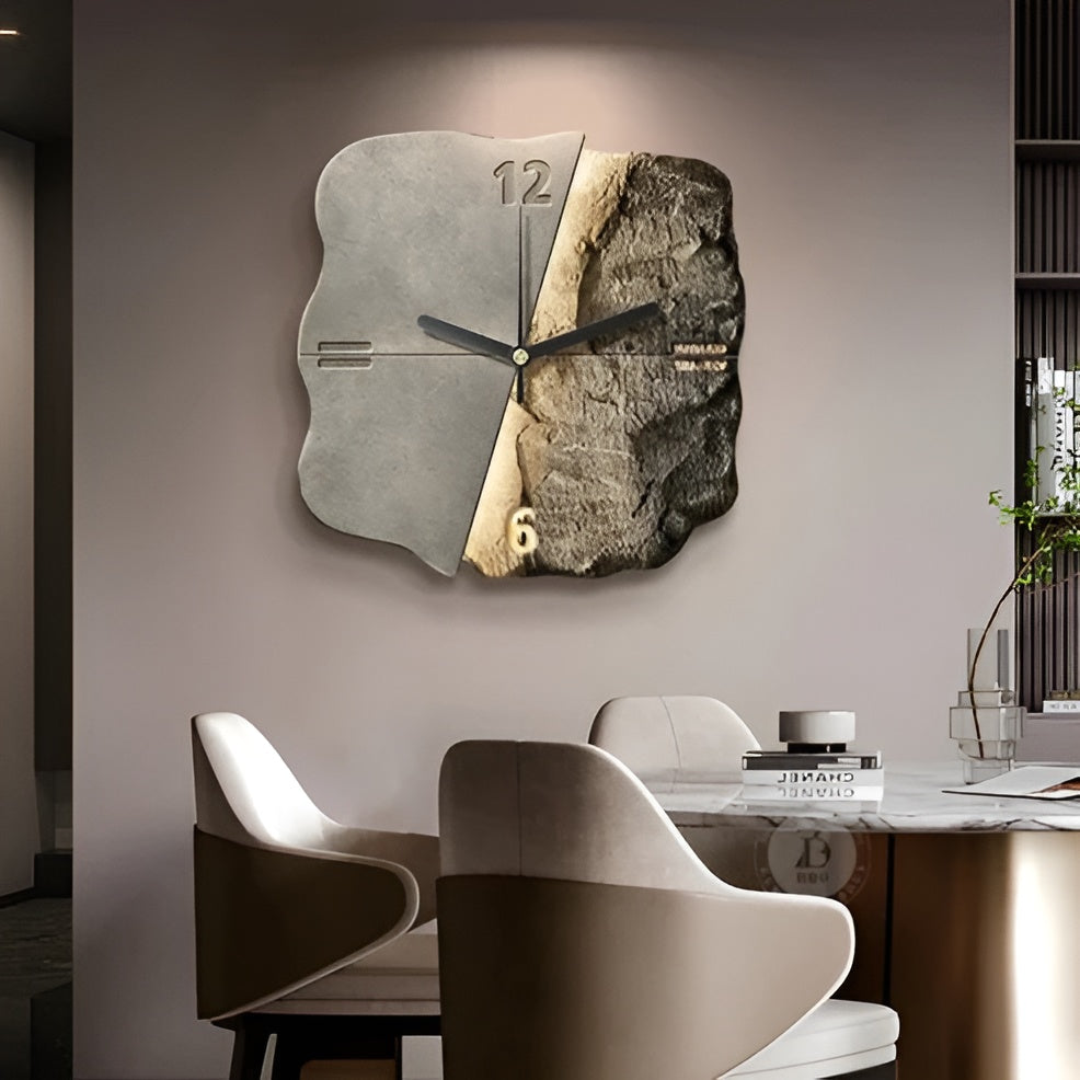 Sandstein-Wanduhr – Modernes 3D-Design | Dekorativ für Wohnzimmer und Büros