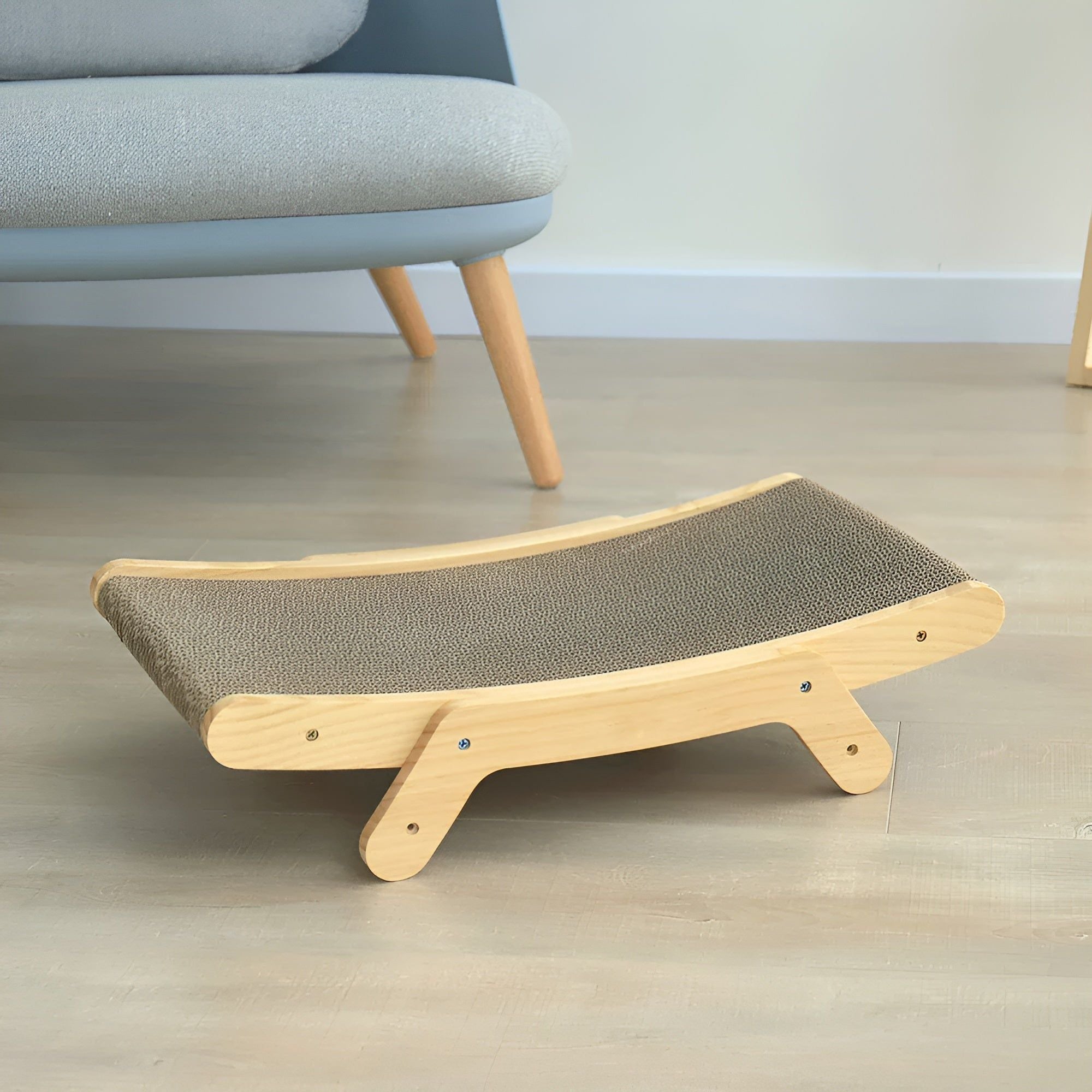 PurrPlay Board - Multifunktionales Abnehmbares Katzenkratzbrett aus Holz - Elegare