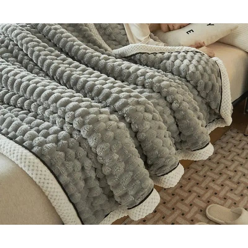 Cora | Wendedecke aus dickem Korallenfleece | Kuscheldecke - Elegare - DEA063 -  200x230cm-Grau 