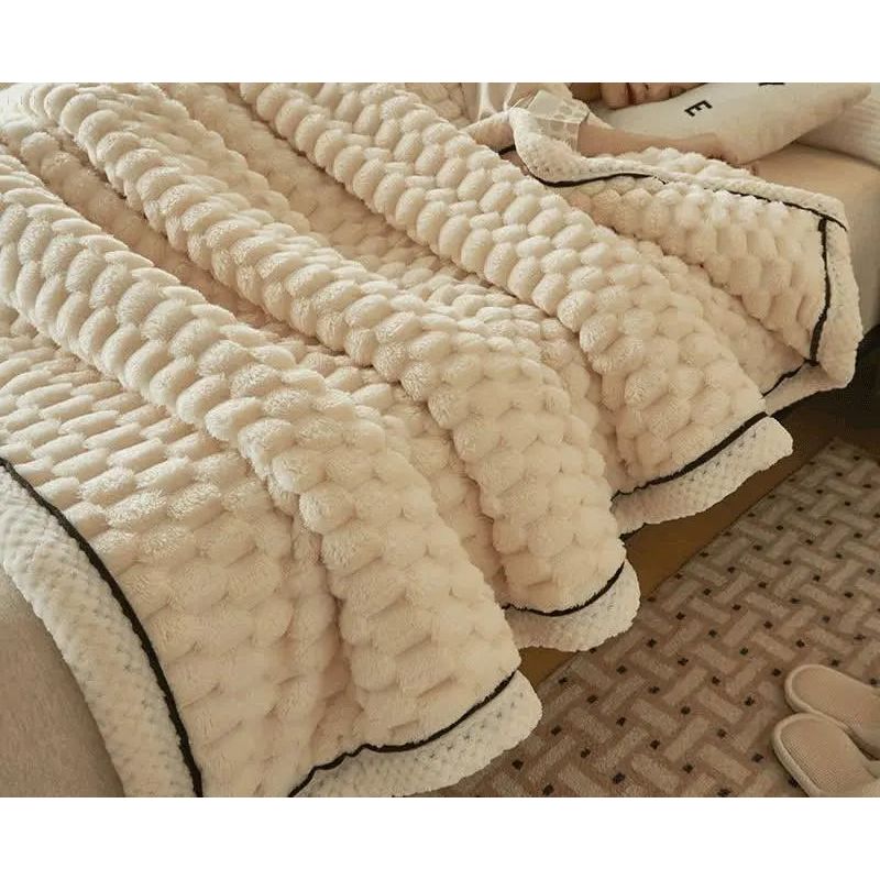 Cora | Wendedecke aus dickem Korallenfleece | Kuscheldecke - Elegare - DEA063 -  200x230cm-Beige 