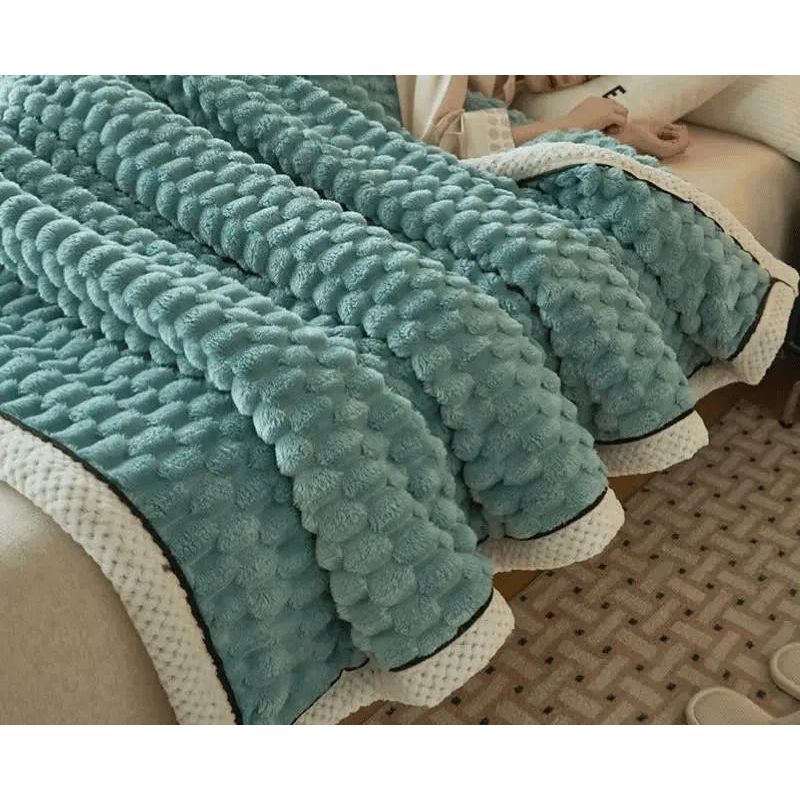 Cora | Wendedecke aus dickem Korallenfleece | Kuscheldecke - Elegare - DEA063 -  200x230cm-Grüner-See 