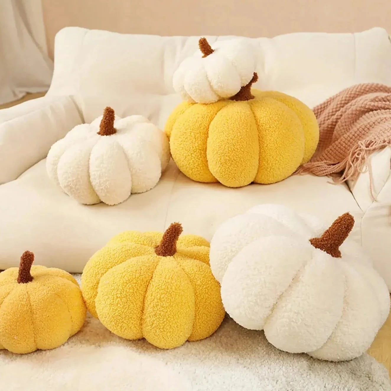 CozyPumpkin Pillow - Weiches Halloween-Kürbis-Kissen Plüschtier für Kinder Elegare