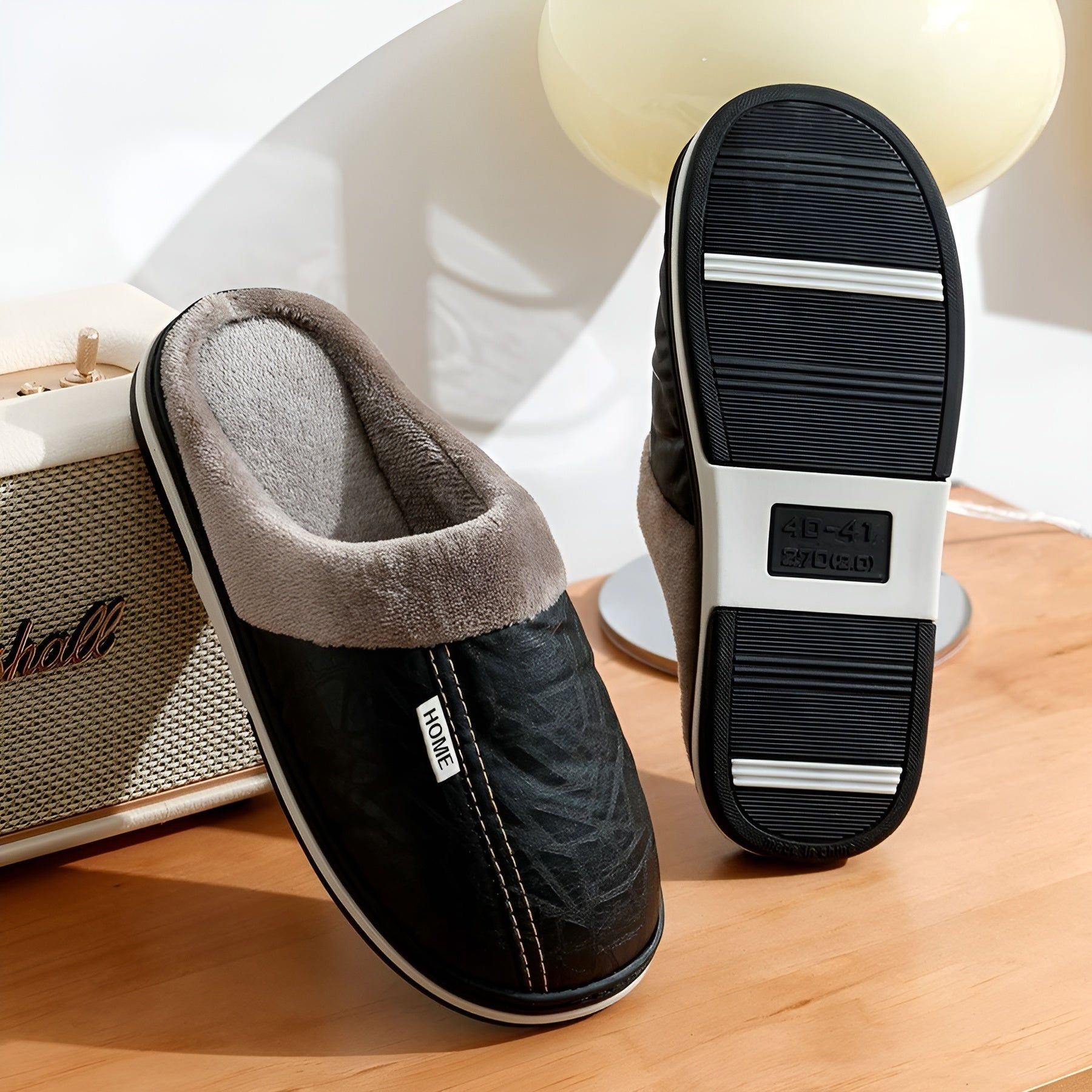 CozyWalk Slippers - Lässige Wasserdichte Leder Herren Hausschuhe Elegare