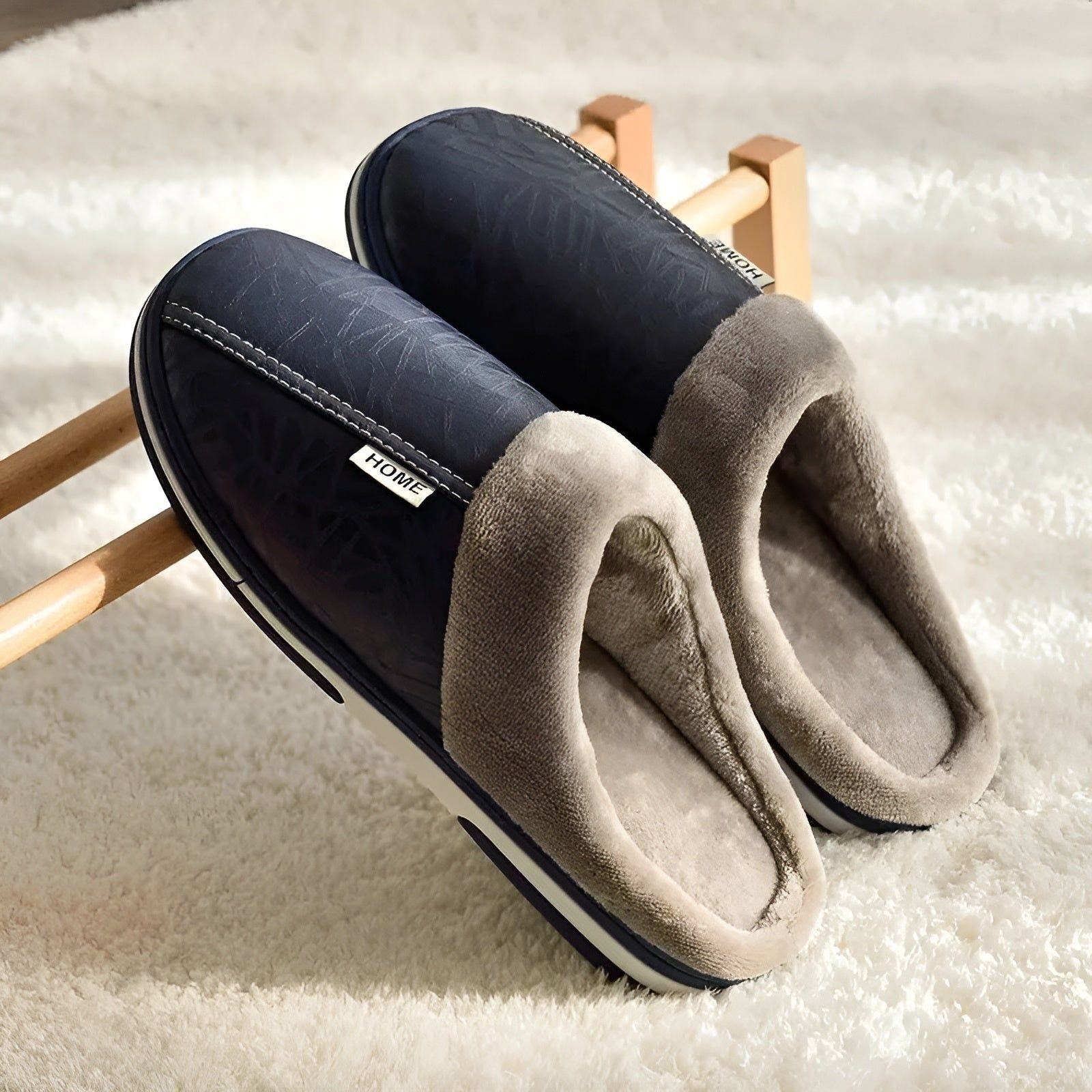 CozyWalk Slippers - Lässige Wasserdichte Leder Herren Hausschuhe Elegare