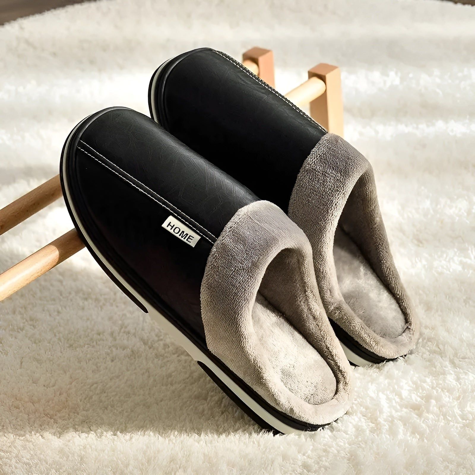 CozyWalk Slippers - Lässige Wasserdichte Leder Herren Hausschuhe Elegare