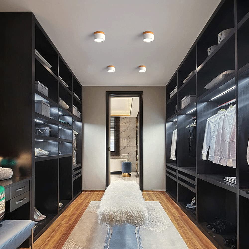Cylinda LED-Deckenleuchte Wohnzimmer mit Holzdetail – energiesparende Innenbeleuchtung, Ansicht 7