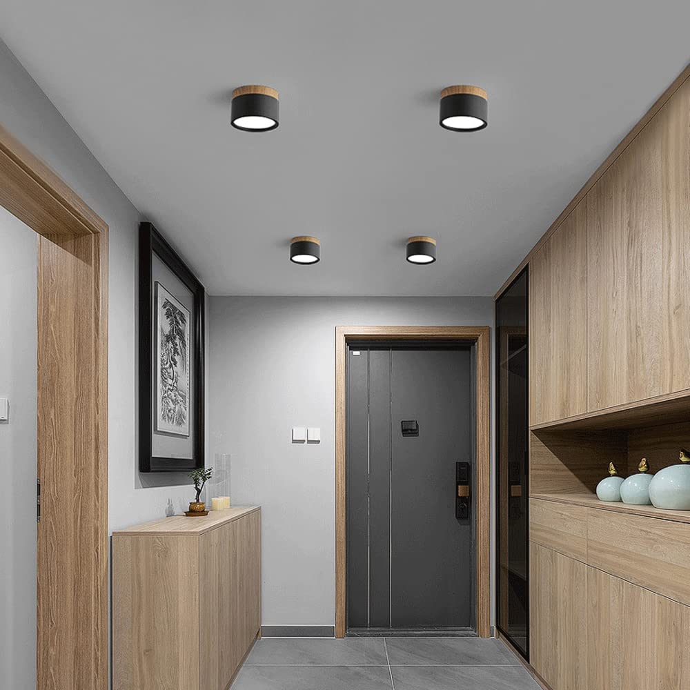 Cylinda LED-Deckenleuchte Wohnzimmer mit Holzdetail – energiesparende Innenbeleuchtung, Ansicht 8