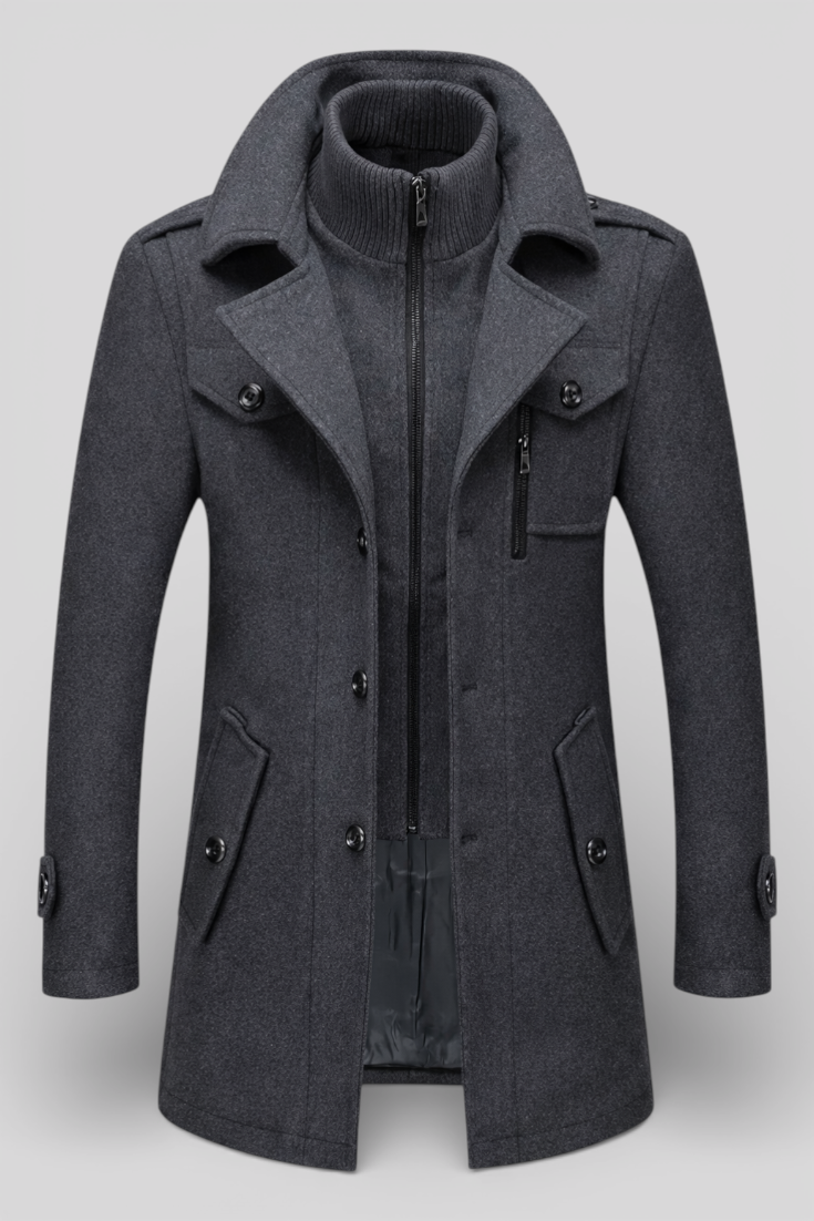 Herren Winterjacke in Grau – Ganzkörperansicht