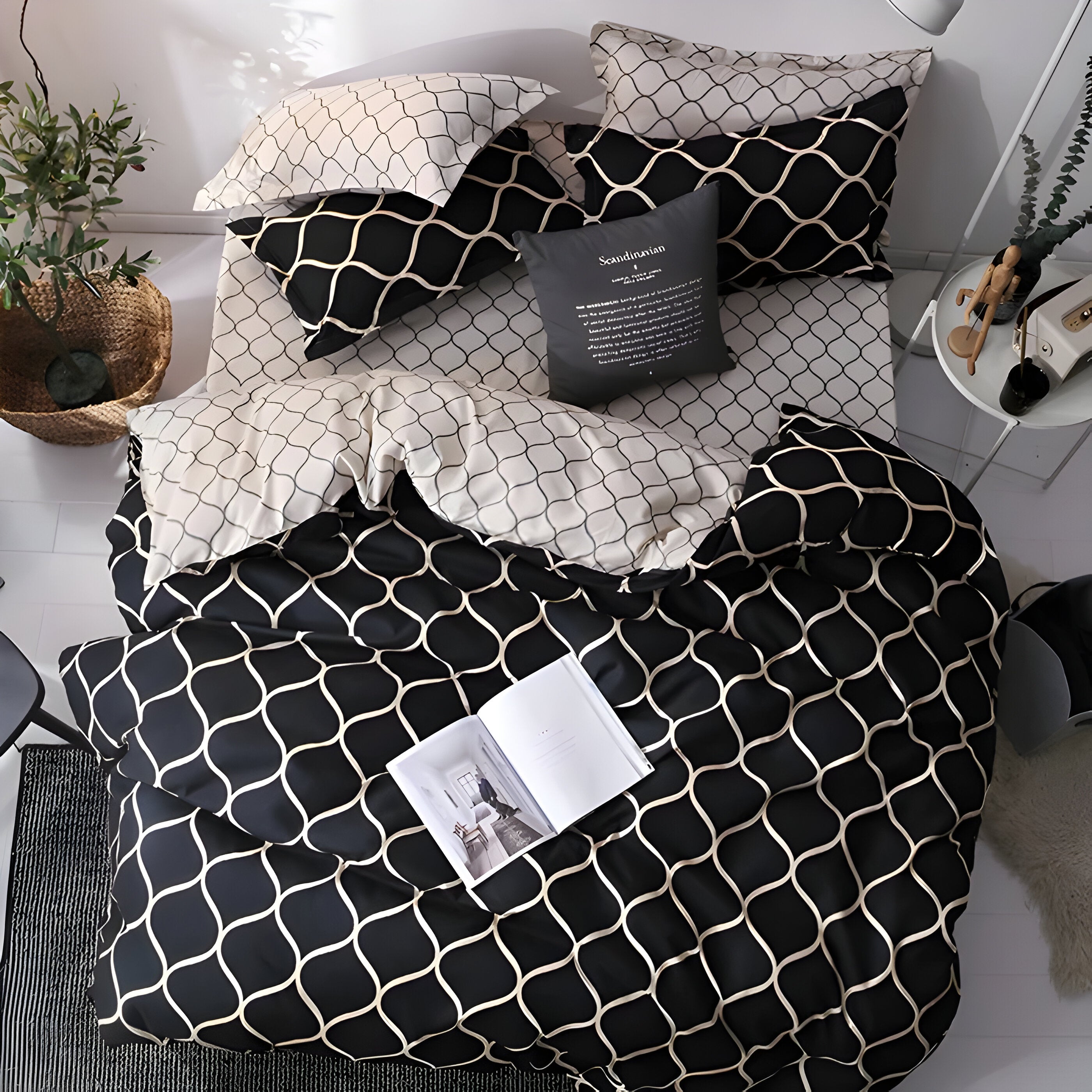 BlackBliss - Modernes Schwarzes Bettbezugs-Set