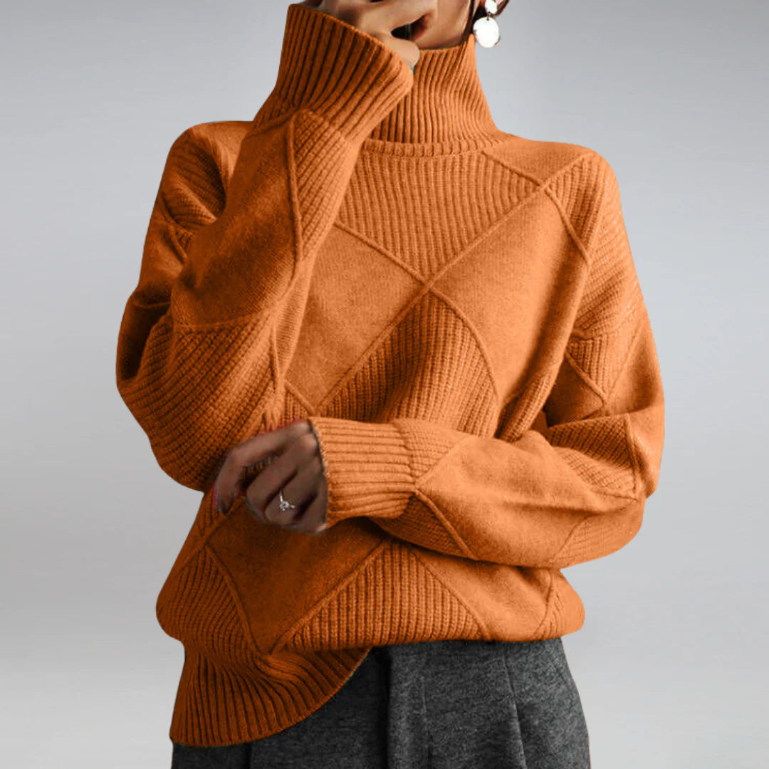 Damen Strickpullover mit Rollkragen in Beige – Regular Fit
