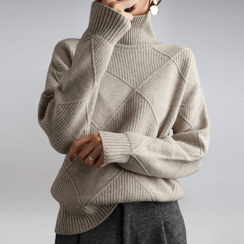 Eleganter Damen-Rollkragenpullover in Schwarz aus reiner Wolle
