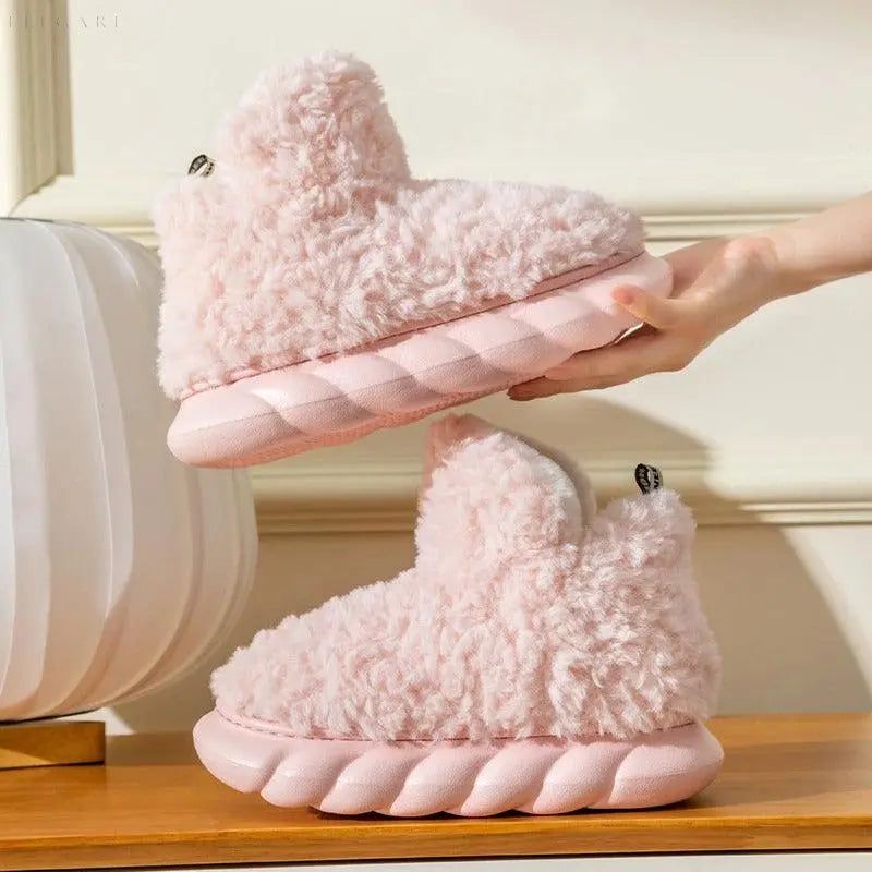 Fleece Booties - Die trendigen flauschigen Plüsch-Winterstiefel 2023 - Elegare - DEA041 -  Rosa-40-41-24.1-25CM 