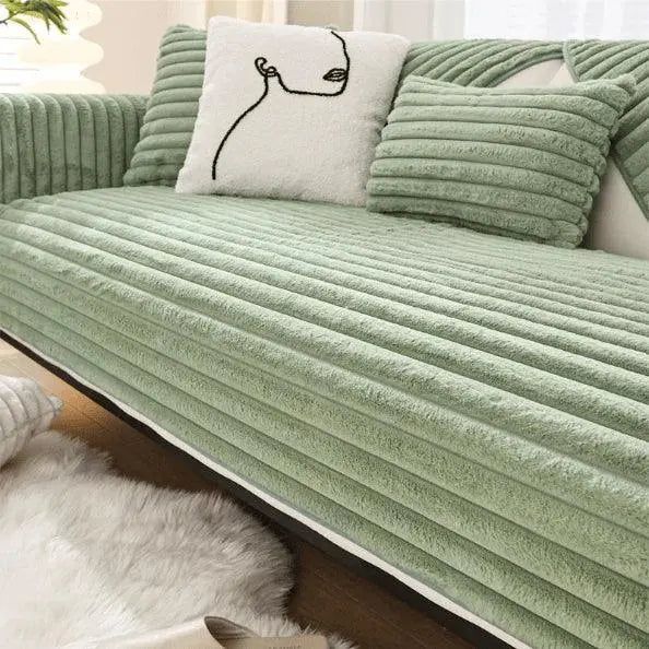 Fuzzy - Sofabezug L Form - gibt Ihrem Sofa neuen Schwung - Elegare - DEA105 -  45x45-Kussenhoes-Salbeigrün 